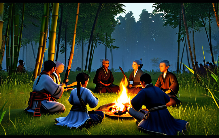 블레이드앤소울 클랜 콘텐츠 가이드 - Guild Gathering at Sunset**

"A bustling and lively Blade & Soul guild gathering in a serene bamboo ...