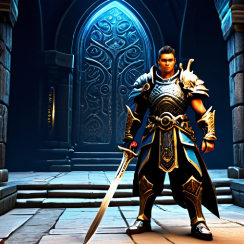 블레이드앤소울 전설 던전 입문법 - **Prompt:** A Blade & Soul character, a determined warrior in practical, ornate armor, fully clothed...