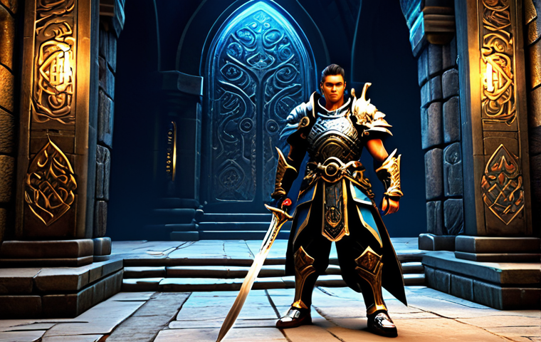 블레이드앤소울 전설 던전 입문법 - **Prompt:** A Blade & Soul character, a determined warrior in practical, ornate armor, fully clothed...